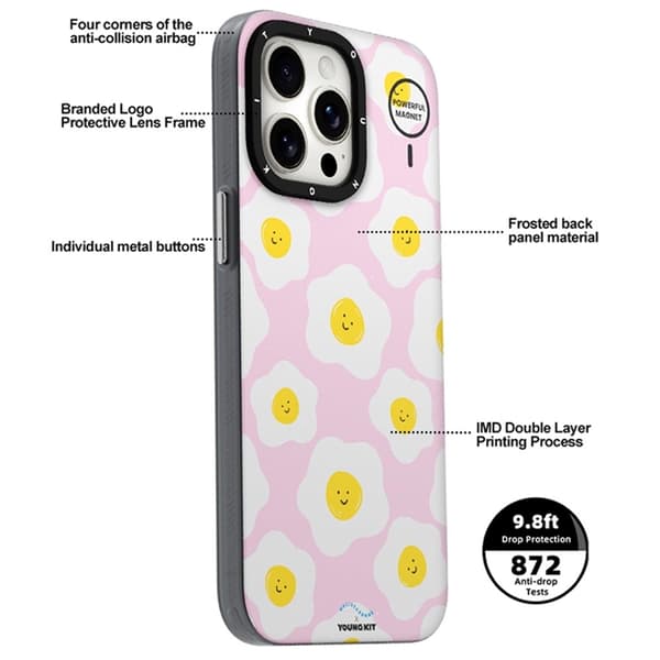 YOUNGKIT Mobilskal till iPhone 13 Pro Max MUScx003-Poached Egg Rosa