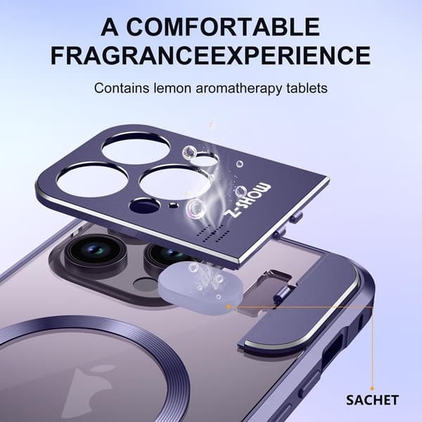 Mobilskal till iPhone 15 Pro Max Magsafe Aroma Kickstand - Svart Silver