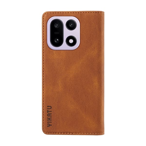 YIKATU OnePlus 15 5G Konstläder Plånboksfodral Skin-Touch Brun