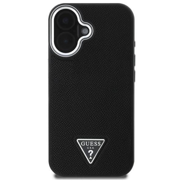 Guess Mobilskal till iPhone 16 Plus MagSafe Grained Triangle - Svart Svart