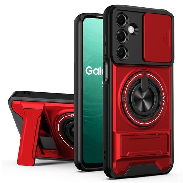 Mobilskal till Galaxy A16 MagSafe med Camera Lens Slider Ringhållare Röd