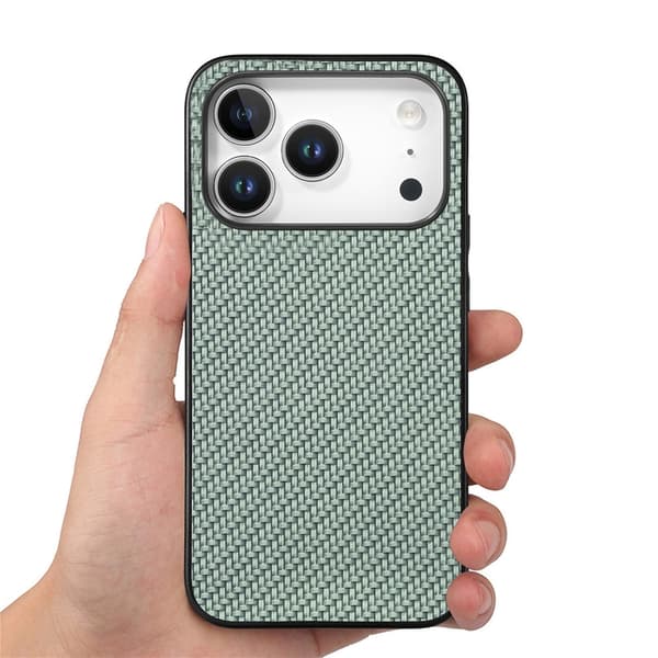 Mobilskal till iPhone 17 Pro Max Carbon Fiber PU Läder - Grön Grön