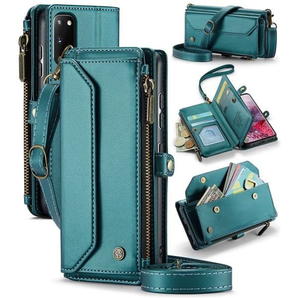 CASEME Plånboksfodral Konstläder för Samsung Galaxy S20 4G/5G - Grön
