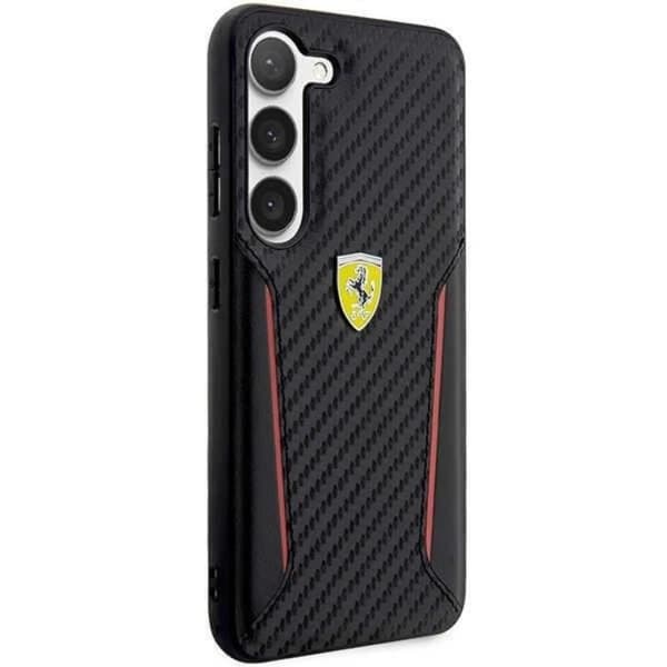 Ferrari Galaxy S23 Plus Skal Carbon Contrast Edges - Sort Black