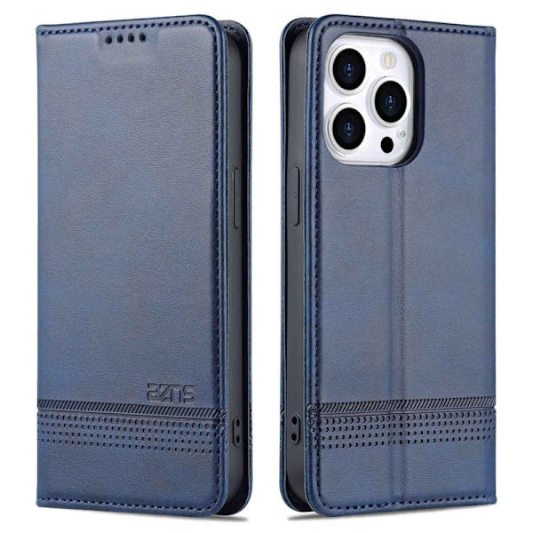 AZNS iPhone 14 Pro Max Plånboksfodral Konstläder - Blå