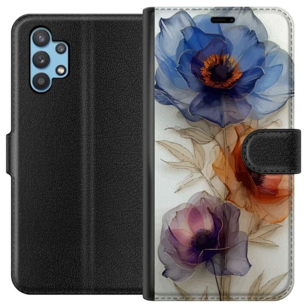 Pungcover til Samsung Galaxy A32 5G med Silkeblomster