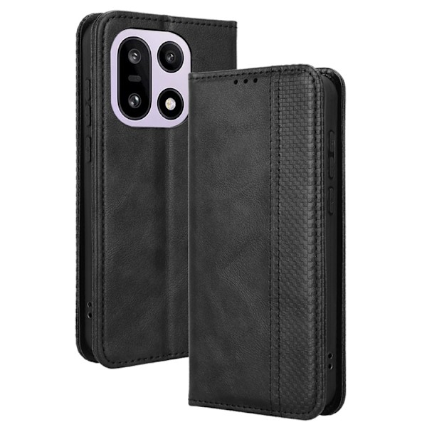 OnePlus 15 5G Plånboksfodral Retro Texture Konstläder Svart