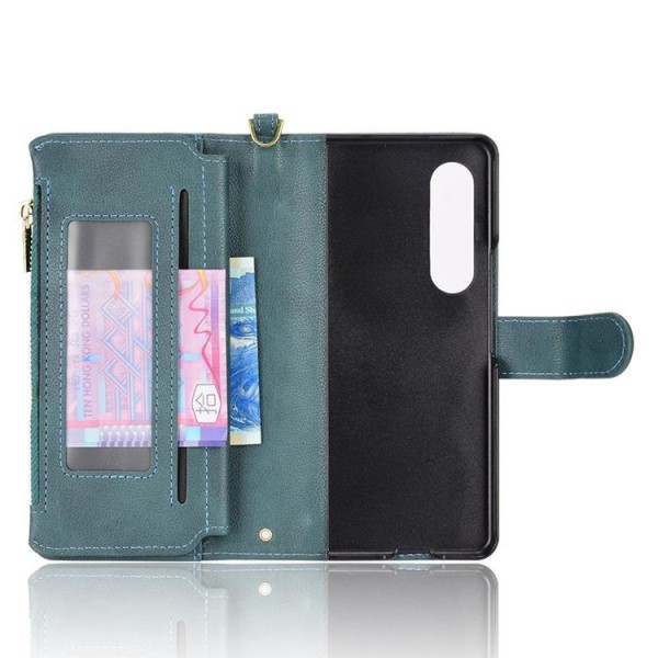 Galaxy Z Fold 4 Plånboksfodral Zipper Magnetic - Grön