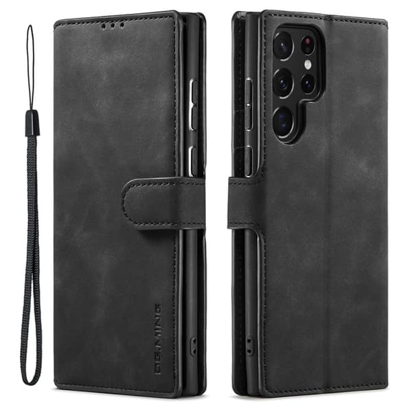 DG.MING Galaxy S23 Ultra Plånboksfodral Retro Konstläder Svart