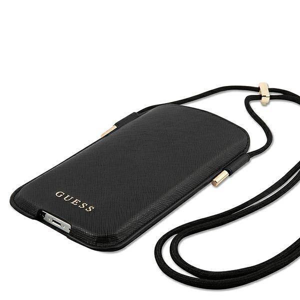 Guess Saffiano Halsbandsfodral 6.1" - Svart Svart