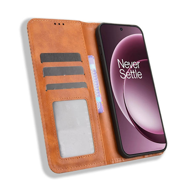 OnePlus 15 5G Plånboksfodral Retro Texture Konstläder Brun