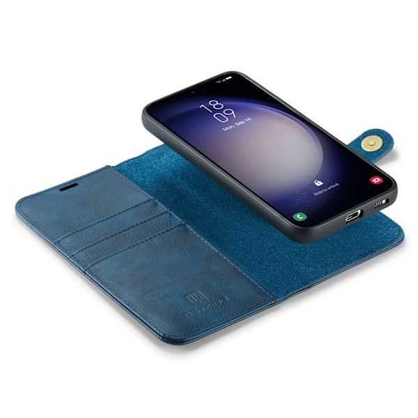 DG.MING Samsung Galaxy S25+ Plånboksfodral Äkta Läder Avtagbart - Blå