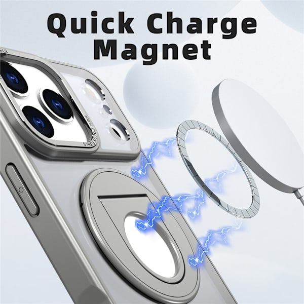 Mobilskal till iPhone 17 Pro Max MagSafe Rotating Kickstand Clear - Grå Grå