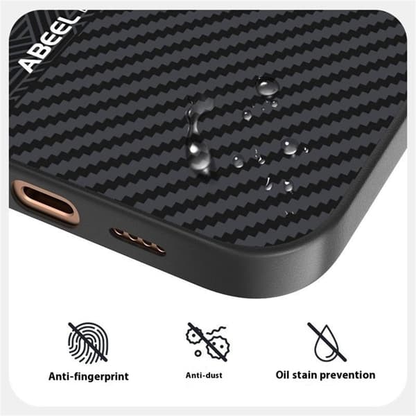 ABEEL Mobilskal till iPhone 16 Pro Max PC TPU Aluminium PU Läder Textur 1
