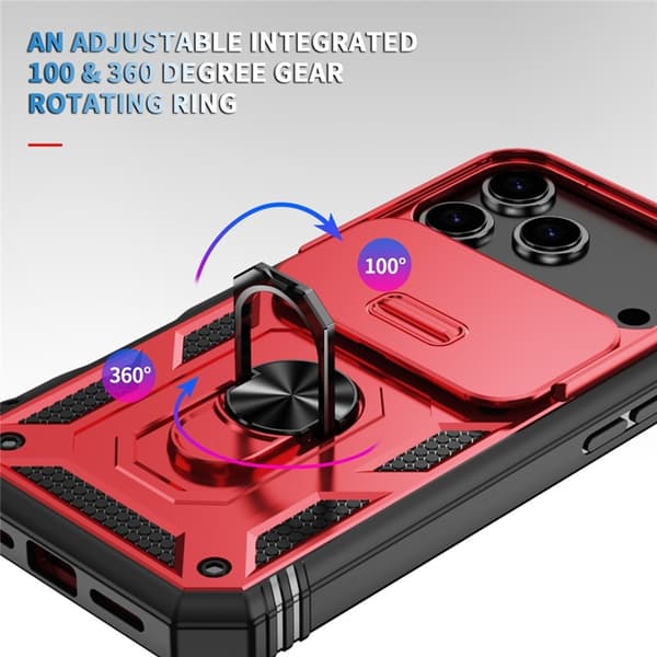 Mobilskal till iPhone 17 Pro Max Slide Camshield Kickstand - Röd Röd