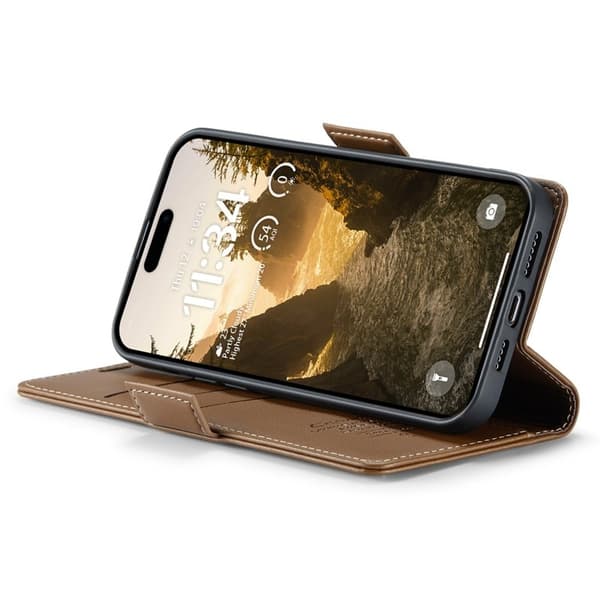 CASEME Plånboksfodral Konstläder till iPhone 16 Plus - RFID-Skydd, Brun