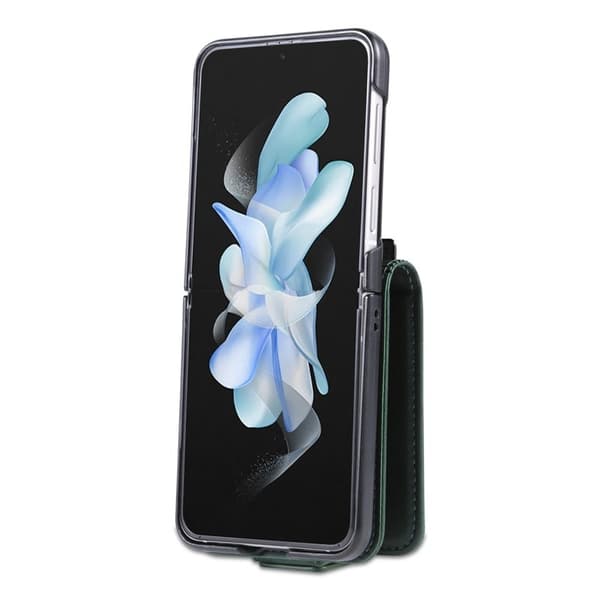 AZNS Samsung Galaxy Z Flip4 Plånboksfodral Konstläder - Grön