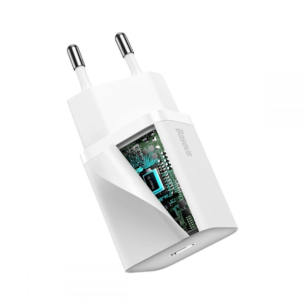 BASEUS - Super Si Network Charger 20W + Lightning Kabel - Vit White