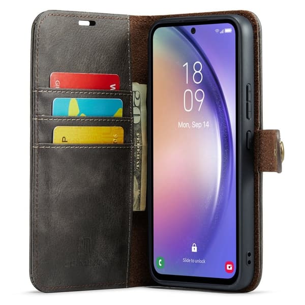 DG.MING Samsung Galaxy A54 5G Äkta Läder Plånboksfodral Ställ Magnetisk Grå
