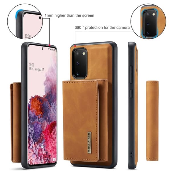 DG.MING 2-in-1 Plånboksfodral med Magnet för Samsung S20 - Brun