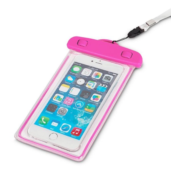 Vandtæt mobiltelefon taske PVC med snor - Pink