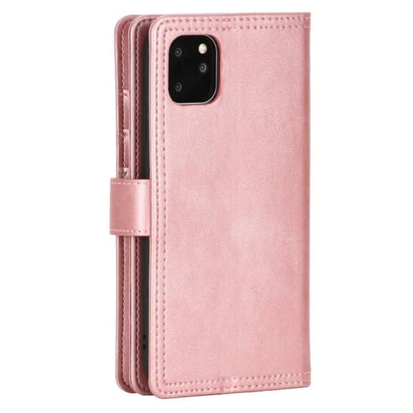 iPhone 14 Plus Plånboksfodral Äkta Läder Flip - Rosa Guld Roséguld