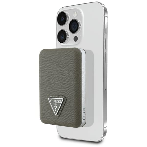 Guess MagSafe Trådlös Power Bank 5000mAh 15W USB-C Grained Triangle Inductive Brun