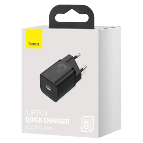Baseus Super Väggladdare USB-C 25W - Musta Black