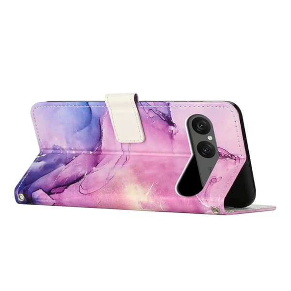 Sony Xperia 10 VII Konstläder Plånboksfodral Marble Pattern - Lila Lila