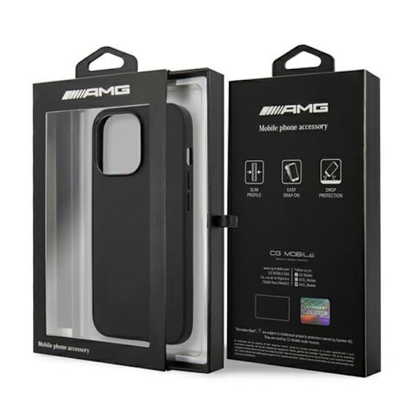 AMG iPhone 14 Pro Max Skal Läder Hot Stamped - Svart Svart