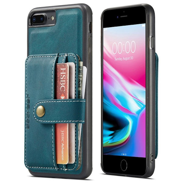 JEEHOOD Konstläder Plånboksfodral för iPhone 7 Plus/8 Plus - Blå