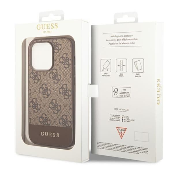 GUESS iPhone 14 Pro Skal Stripe Collection - Brun Brun