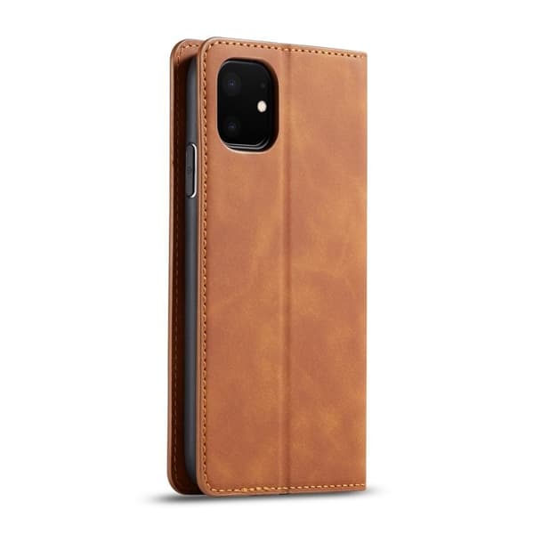 FORWENW iPhone 11 Plånboksfodral i Silky Touch Konstläder - Brun