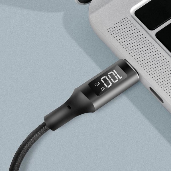LOGILINK USB-C till USB-C Kabel med display 100W 1 m - Svart
