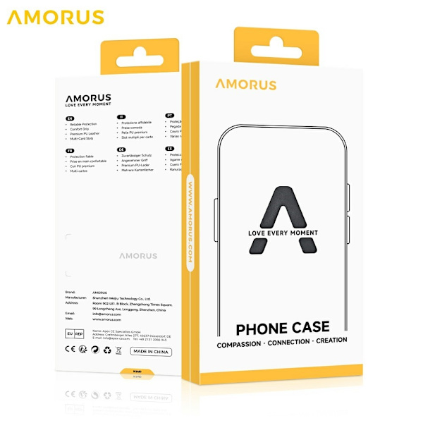 AMORUS iPhone 17 Pro Plånboksfodral MagSafe RFID-Skydd - Grå Grå