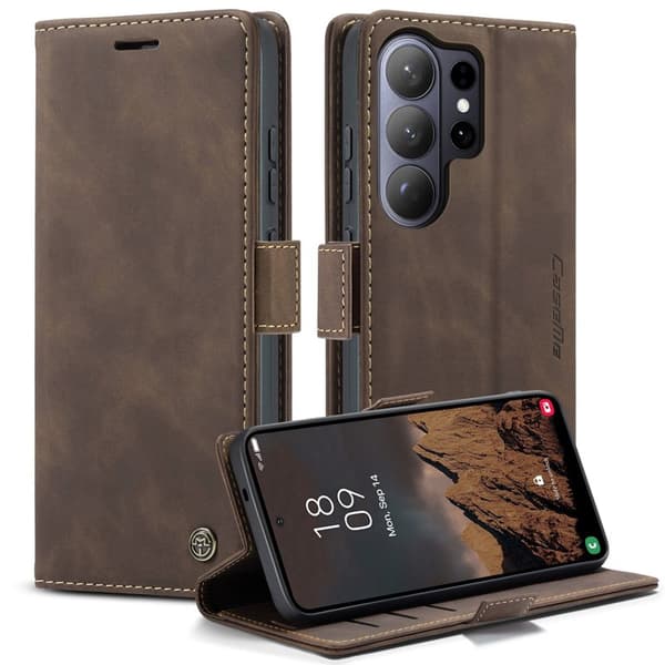 CaseMe Plånboksfodral för Samsung Galaxy S26 Ultra Konstläder Ställ - Kaffe