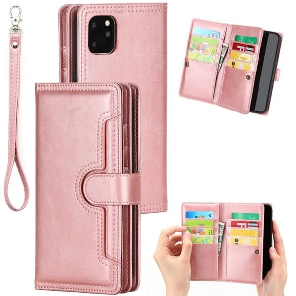 iPhone 14 Plus Pungeægte Læder Flip - Rosaguld Roséguld