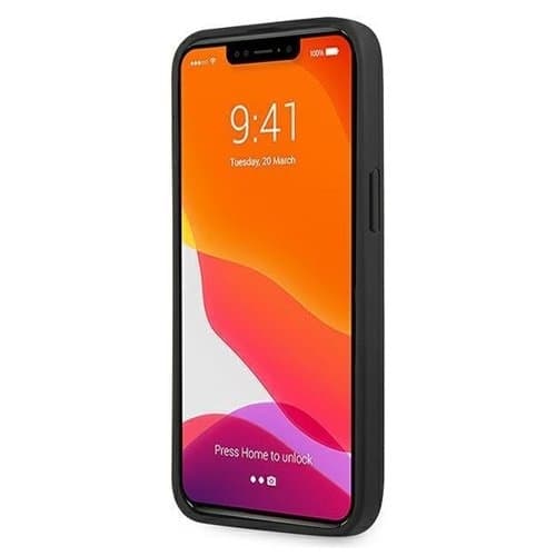 AMG Ægte Læder Debossed Lines Skal iPhone 13 Pro / 13 - Sort Black