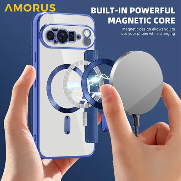 AMORUS Google Pixel 10 Pro XL Plånboksfodral Magsafe RFID-Skydd - Blå Blå