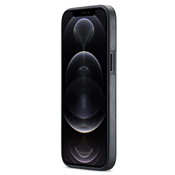 DG.MING Mobilskal till iPhone 12 Pro Max Logo View PU Läder Svart