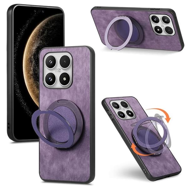 Mobilskal för Xiaomi 17 Retro Läder Rotating Kickstand Lila