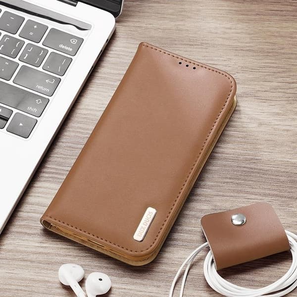 Dux Ducis iPhone 14 Pro Plånboksfodral Äkta Läder Hivo Flip - Brun Brun
