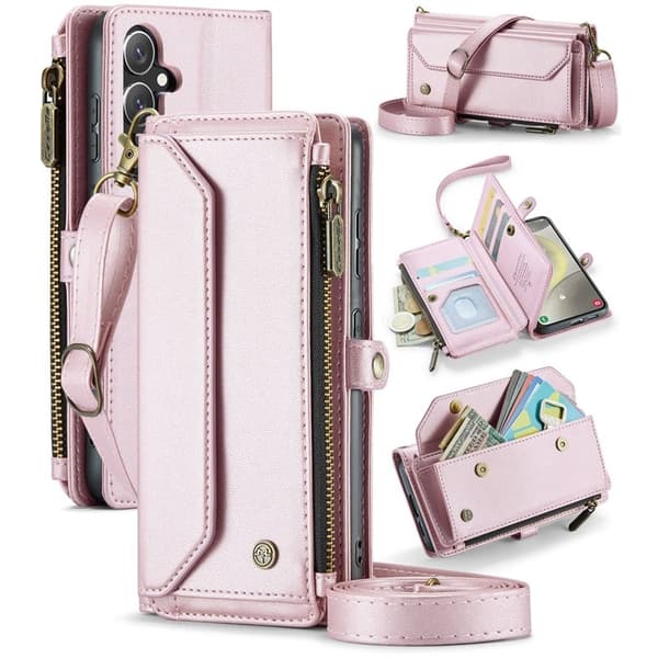 CASEME Plånboksfodral Konstläder för Samsung Galaxy S24 - Rosa