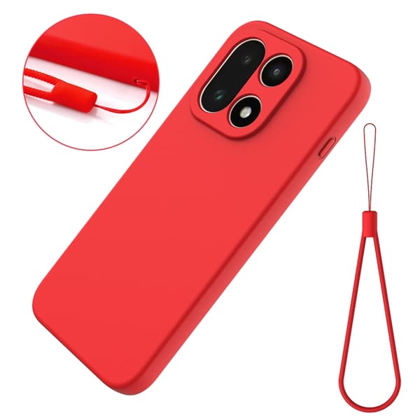 Mobilskal till OnePlus 15 5G Silikon Liquid med Handrem Röd