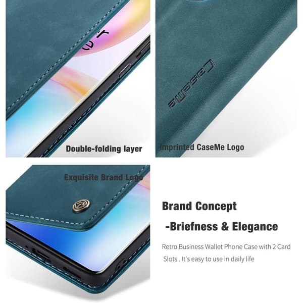 CASEME Series Plånboksfodral Konstläder för OnePlus 8 Pro - Blå