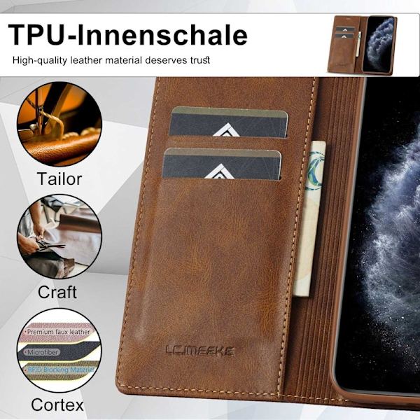 LC.IMEEKE iPhone 11 Pro Plånboksfodral Konstläder - Brun