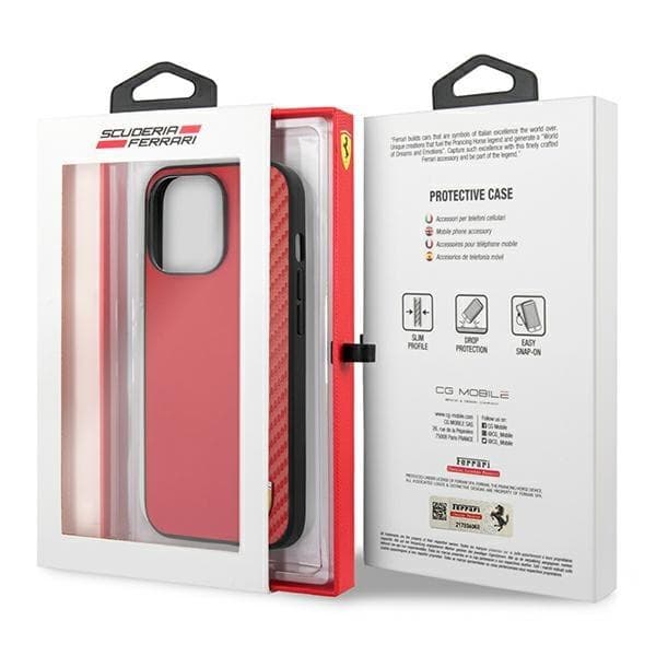 Ferrari Skal iPhone 13 Pro Max On Track Carbon Stripe - Punainen Red
