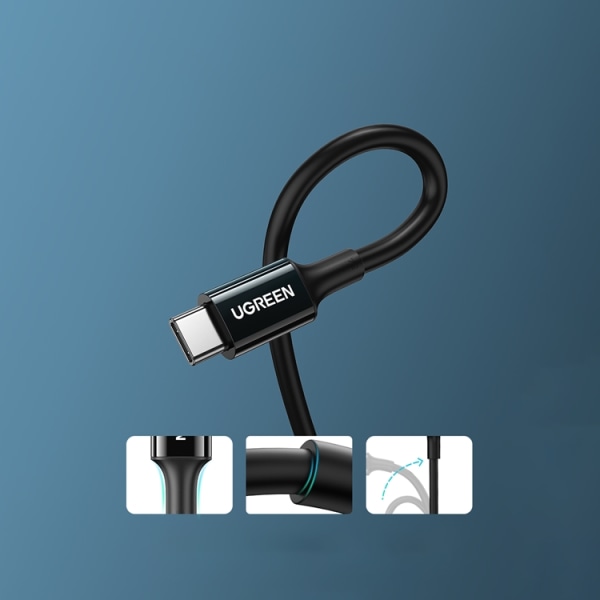 Ugreen US300 USB-C / USB-C 480Mb/s 5A 1m Kabel - Svart