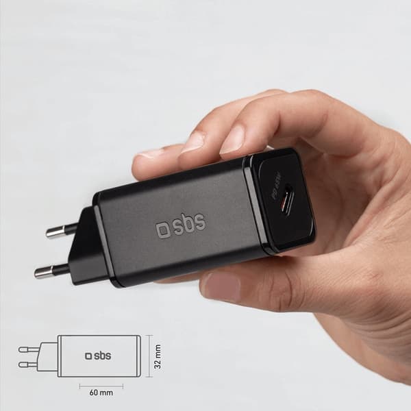 SBS Hurtigoplader 65W GaN Strømforsyning - Sort Svart