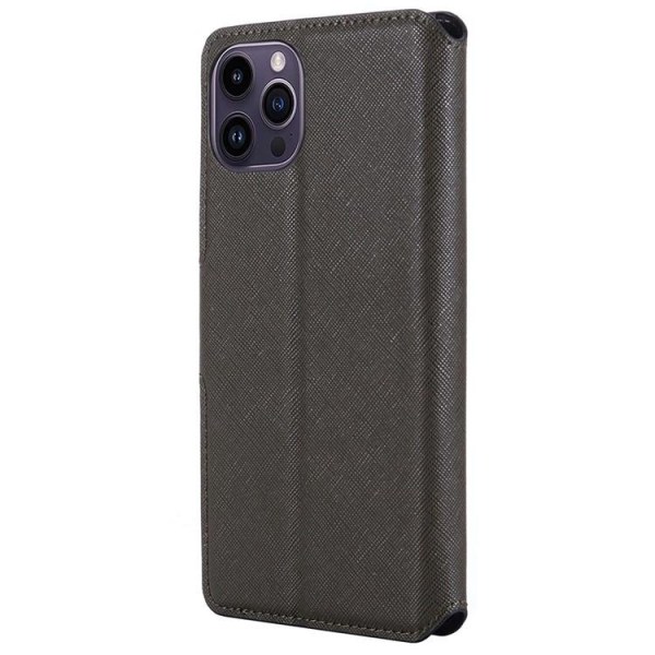 MUXMA iPhone 14 Pro Wallet Case Cross Texture - vihreä